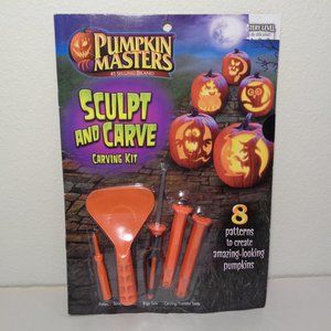 PUMPKIN SCULPT AND CARVE New Carving Kit by Pumpkin Masters 8 Patterns Halloween